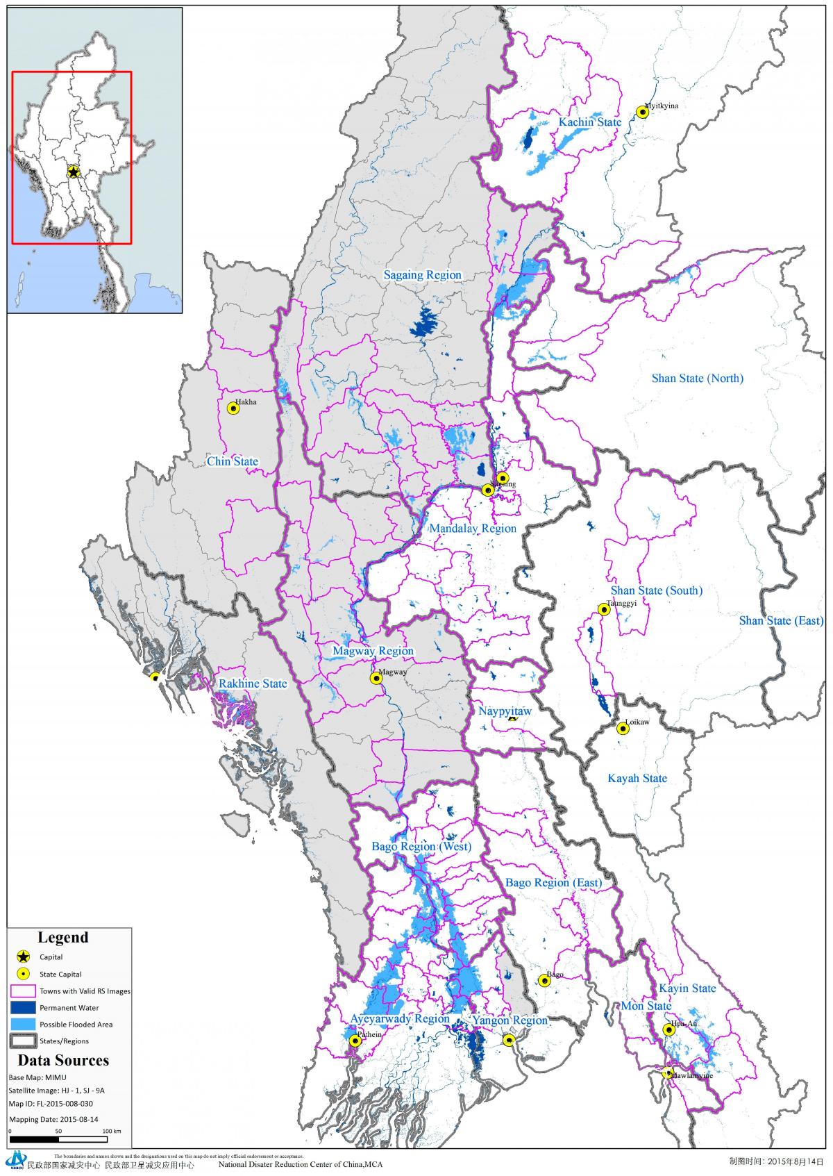 Kort over mimu Myanmar