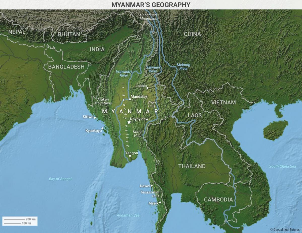 Burma geografi kort