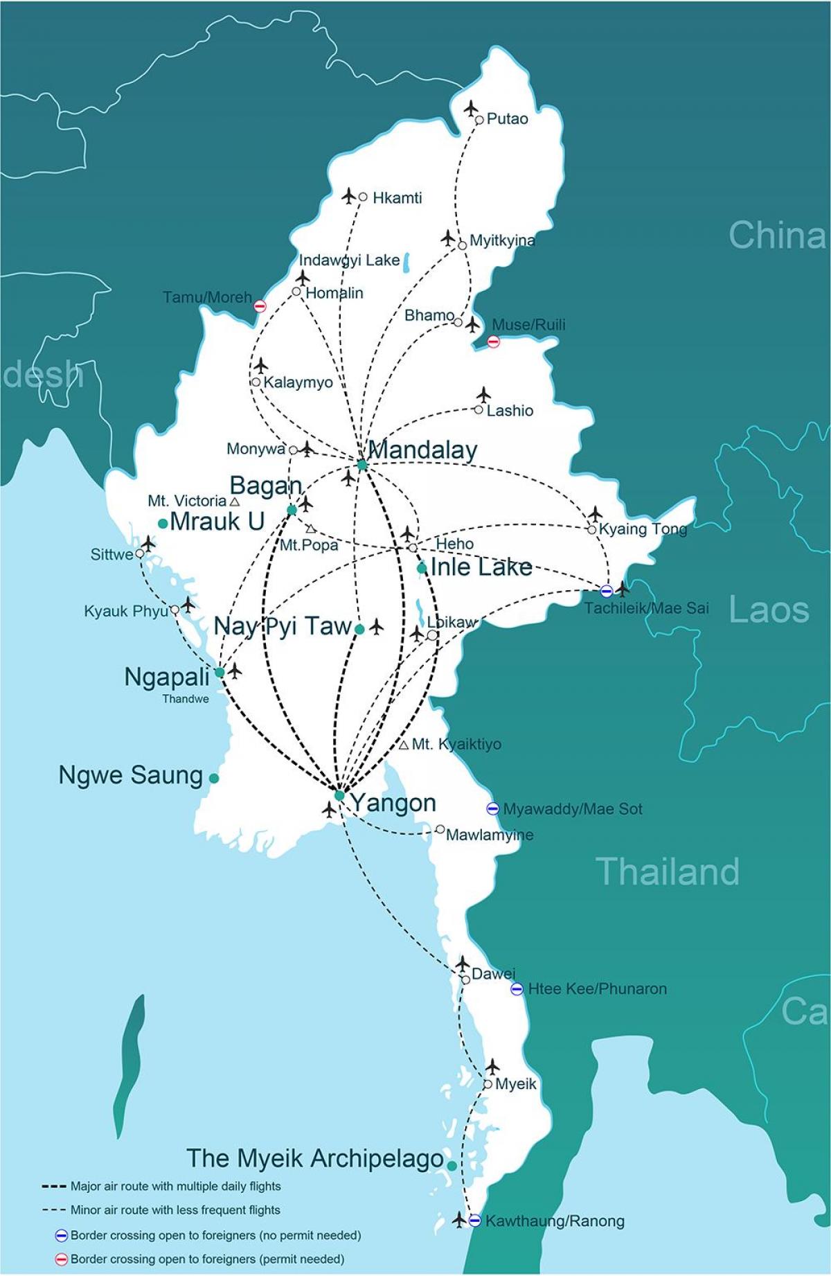 Burma lufthavne kort