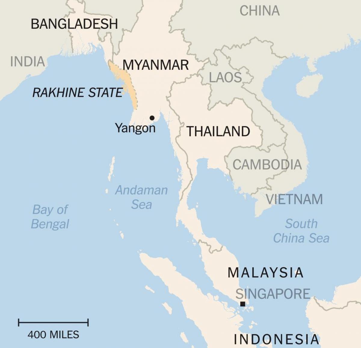 delstaten rakhine Myanmar kort