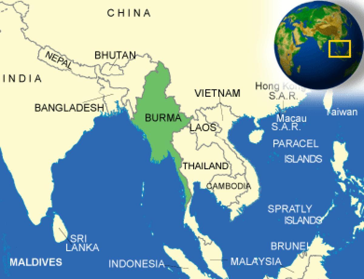 Burma eller Myanmar kort