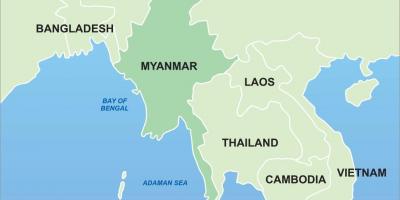 Myanmar på kort over asien